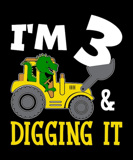 Ik ben 1 en graaf het gelukkige eerste verjaardag bouwjongen verjaardag dinosaurus truck shirt ontwerp