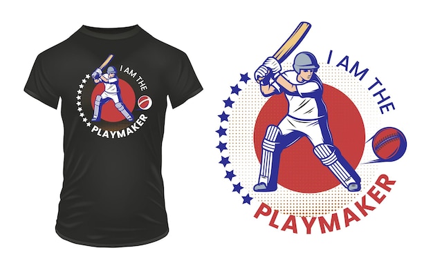 Vector ik ben de playmaker cricket vector tshirt mockup ontwerp