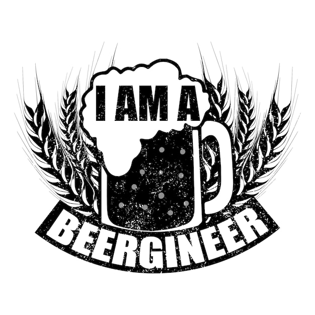 Ik ben een biergineer-ontwerp voor het logo van printklare t-shirts