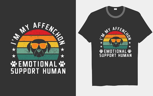 Ik ben mijn Affenchon emotionele steun menselijke hond trendy retro vector t-shirt ontwerpen