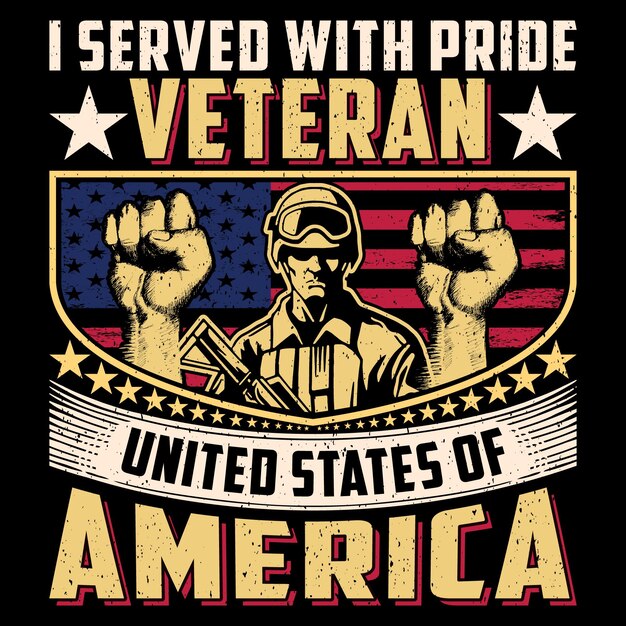 Ik diende met trots veteraan Verenigde Staten van Amerika soldaat veteraan SVG TShirt Design sublimatie