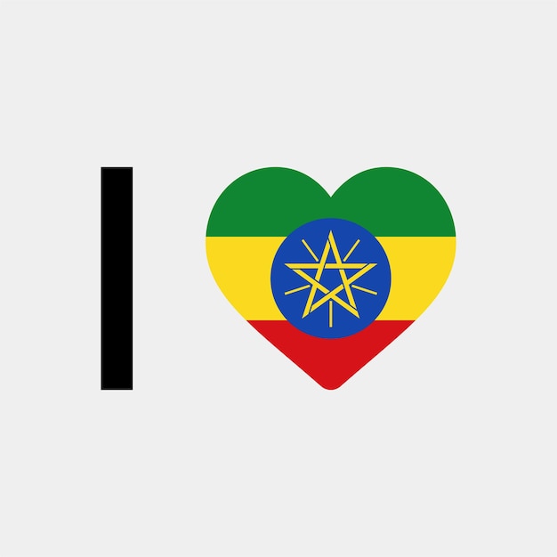 Ik hou van Ethiopië land hart vectorillustratie