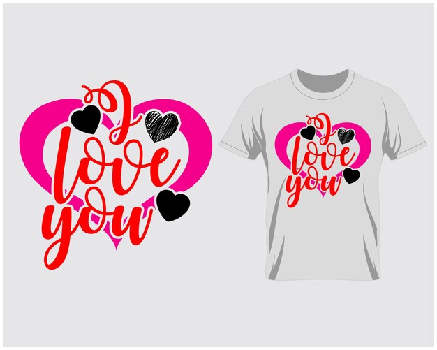 Vector ik hou van je happy valentijnsdag citeert t-shirt ontwerp vector