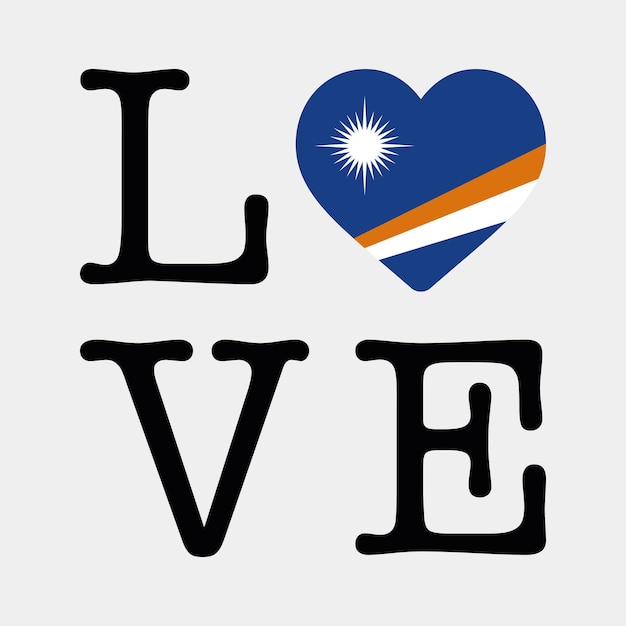 Ik hou van Marshall Eilanden vlag hart pictogram vectorillustratie