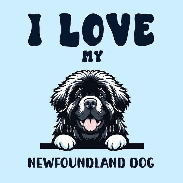 ik hou van mijn Newfoundland Tshirt Design Vector