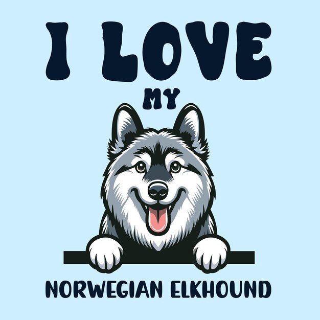 Ik hou van mijn Noorse Elkhound T-shirt Design Vector