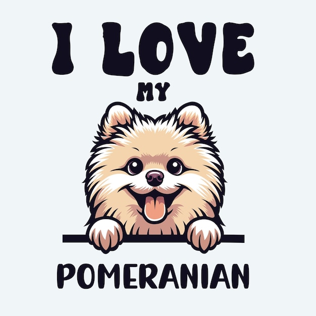 Ik hou van mijn Pomeranian Dog T-shirt Design Vector