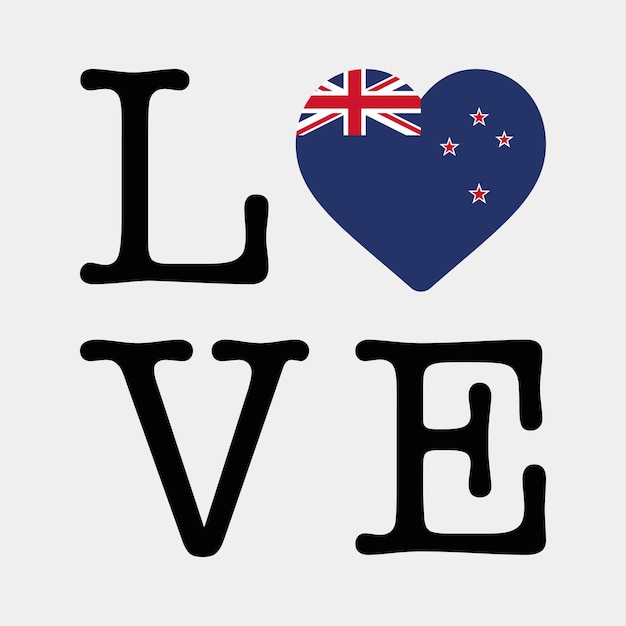 Ik hou van Nieuw-Zeeland vlag hart pictogram vectorillustratie