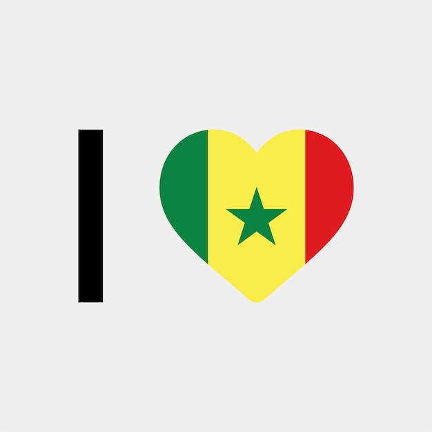 Ik hou van Senegal land hart vectorillustratie