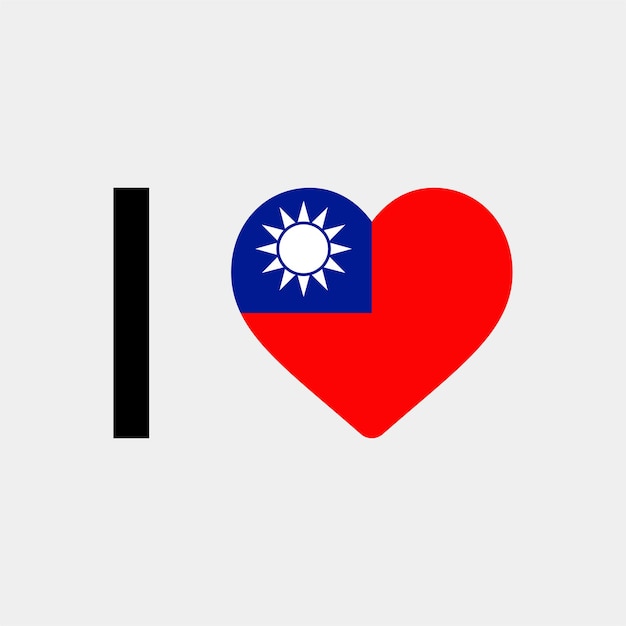 Ik hou van Taiwan land hart vectorillustratie