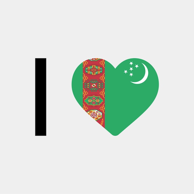 Ik hou van Turkmenistan land hart vectorillustratie