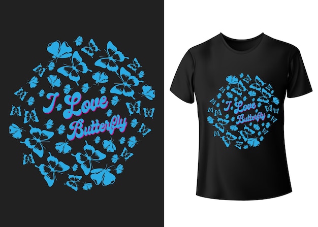 Vector ik hou van vlinder typografie quotes vintage t-shirt