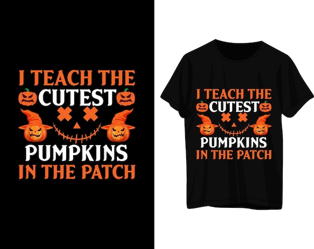 Ik leer de schattigste pompoenen in het patch halloween t-shirtontwerp