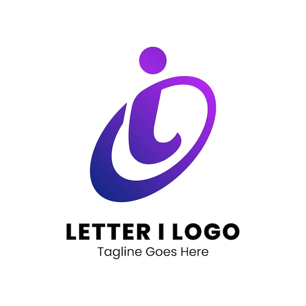 Vector ik letter logo pictogram paars kleurverloop ontwerpsjabloon element