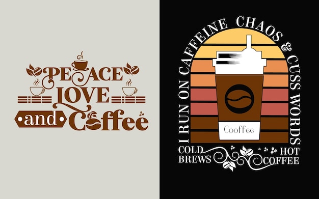 Vector ik ren op cafeïne chaos en vloek wereld winterseizoen typografie kerst t-shirt ontwerpbundel.