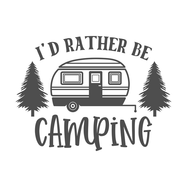 Vector ik zou liever kamperen met motiverende slogan inscriptie camping vector citaten illustratie