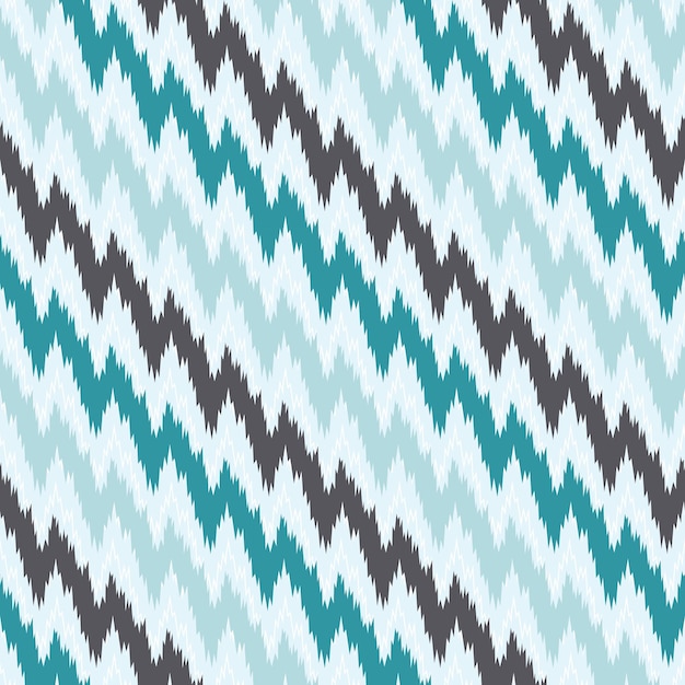 Vector ikat blauwe naadloze zigzag achtergrondpatroon