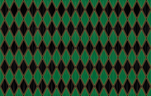 Ikat etnische patroon Argyle donker groene en zwarte kleur achtergrond traditionele stof in tribal Turkije