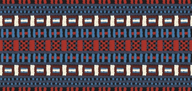 Ornamento geometrico del folklore ikat trama vettoriale etnico tribale motivo a strisce senza soluzione di continuità in azteco