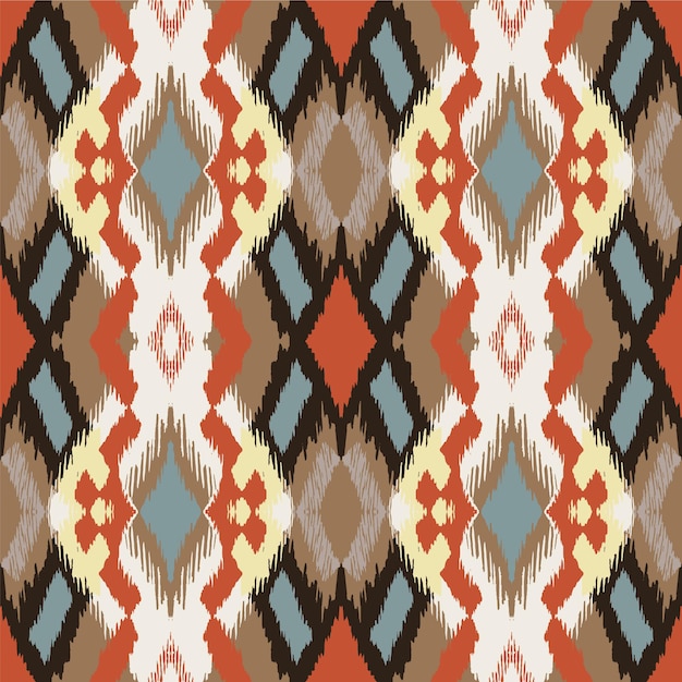 Vector ikat geometric folklore ornament tribal ethnic vector texture seamless striped pattern