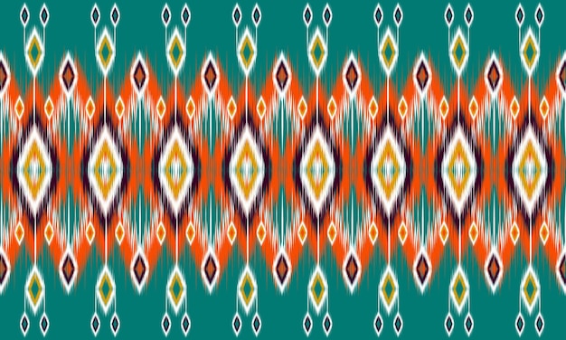 Ikat ornamento folklore geometrico con diamanti. design per sfondo, moquette, carta da parati, abbigliamento, avvolgimento, batik, tessuto, illustrazione vettoriale. stile ricamo.