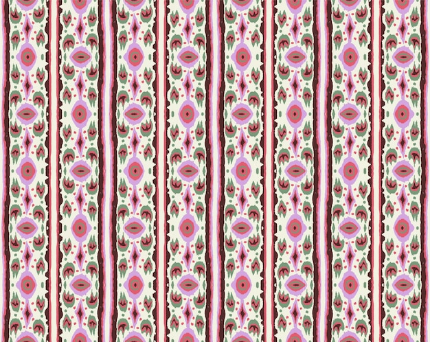 Ornamento folkloristico geometrico ikat con diamanti. struttura tribale di vettore etnico. motivo a righe senza soluzione di continuità in stile azteco. ricami popolari. tappeto indiano, scandinavo, gitano, messicano, africano.