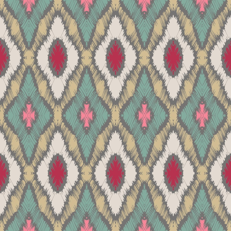 Vector ikat geometric folklore ornament with diamonds. tribal ethnic vector texture. seamless striped pattern in aztec style. folk embroidery. indian, scandinavian, gypsy, mexican, african rug.