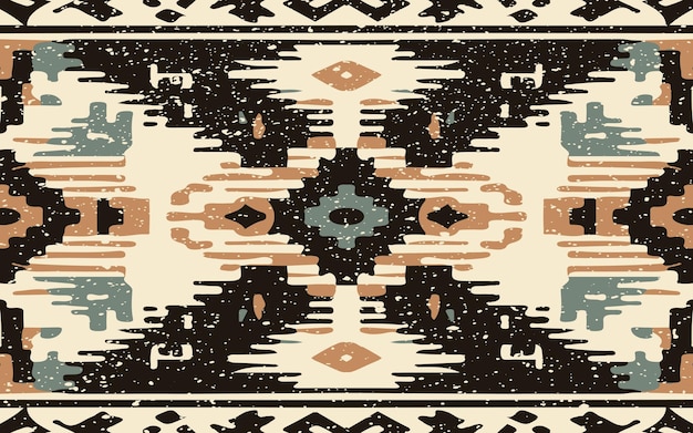 Икат геометрический орнамент с бриллиантами Икат бесшовный рисунок ацтекский стиль племенный этнический вектор