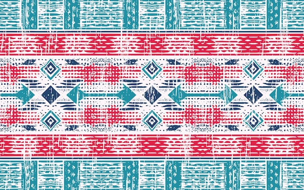 Vector ikat geometric ornament with diamonds ikkat seamless pattern aztec style tribal ethnic vector