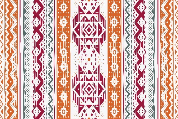 Vector ikat geometric ornament with diamonds ikkat seamless pattern aztec style tribal ethnic vector