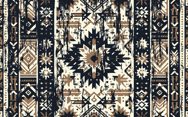 Ikat ornamento geometrico con diamanti ikkat modello senza cuciture stile azteco vettore etnico tribale