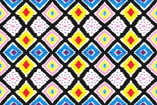 Ikat geometrisch folklore ornament met diamanten. Tribal etnische vector textuur. Naadloos gestreept patroon in Azteekse stijl. Folk borduurwerk. Indiaas, Scandinavisch, Zigeuner, Mexicaans, Afrikaans tapijt.