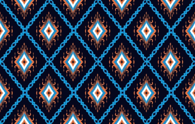 Vector ikat seamless pattern concept colorful ikat ethnic fabric seamless geometric pattern