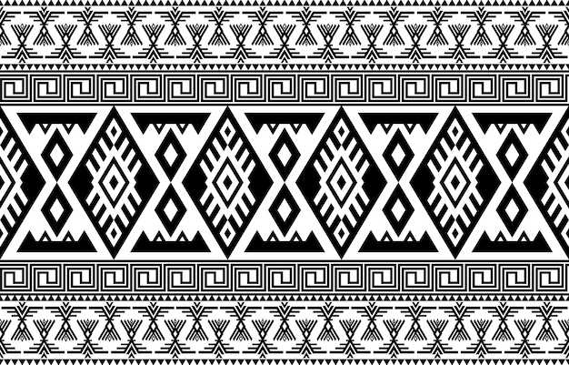 Vector ikat tribal seamless pattern ethnic aztec fabric carpet mandala ornament native boho chevron textile geometric oriental tranditional abstract embroidery background