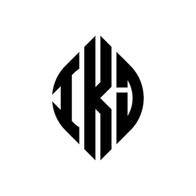 IKJ cirkel letter logo ontwerp met cirkel en ellips vorm IKJ ellips letters met typografische stijl De drie initialen vormen een cirkel logo IKJ Circle Emblem Abstract Monogram Letter Mark Vector