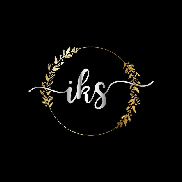 IKS initial logotype for celebration event, wedding, greeting card, invitation Vector Template