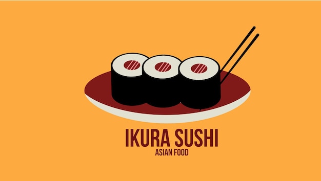 Ikura sushi Asian food vector