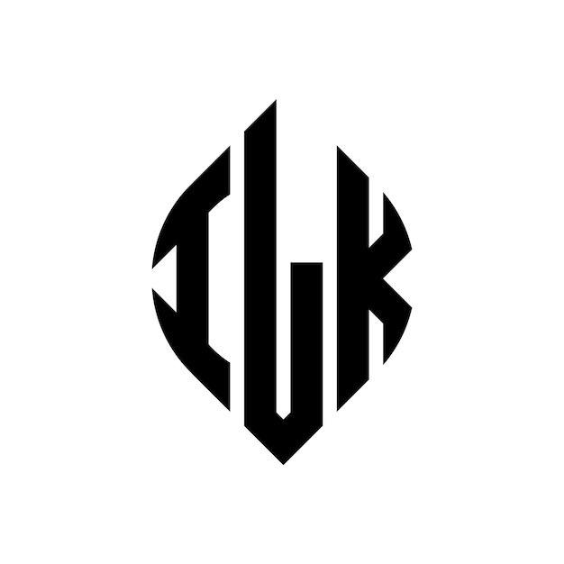 Il logo della lettera circolare ilk con forma di cerchio e ellisse le lettere ellisse ilk con stile tipografico le tre iniziali formano un logo circolare il logo del cerchio ilk emblema del cerchio monogramma astratto lettera mark vettore