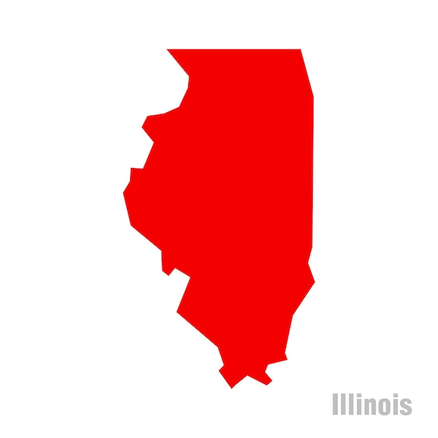 Vector illinois map vector icon with red color