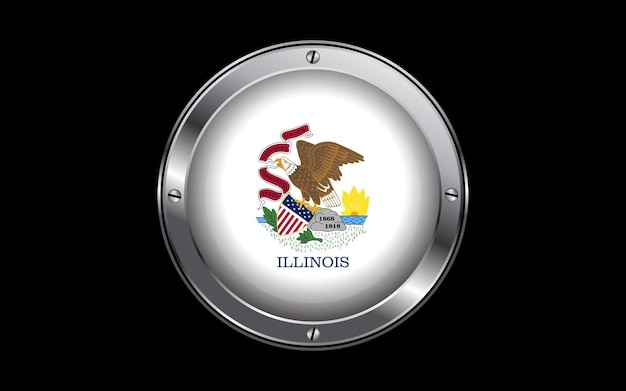 Illustrazione vettoriale del badge 3d della bandiera dello stato dell'illinois