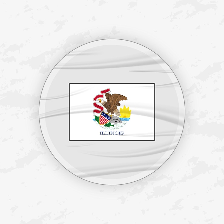 Vector illinoisan flag in a circular emblem design abstract round sticker illustration