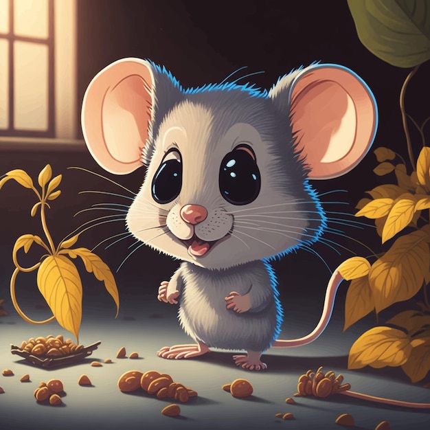 Illuatration of Cute mouse cartoon presenting