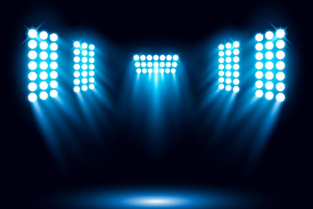 Vector illuminated blue spotlight scene background