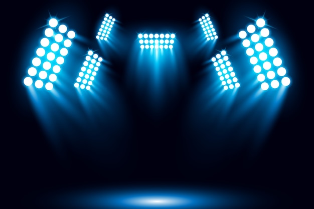 Illuminated blue spotlight scene background