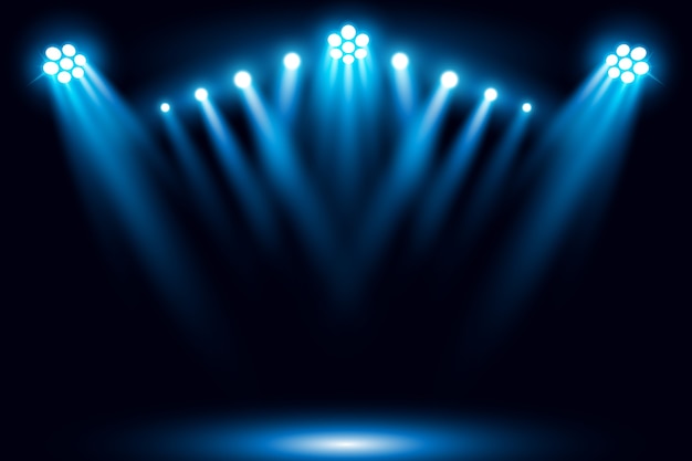 Illuminated blue spotlight scene background