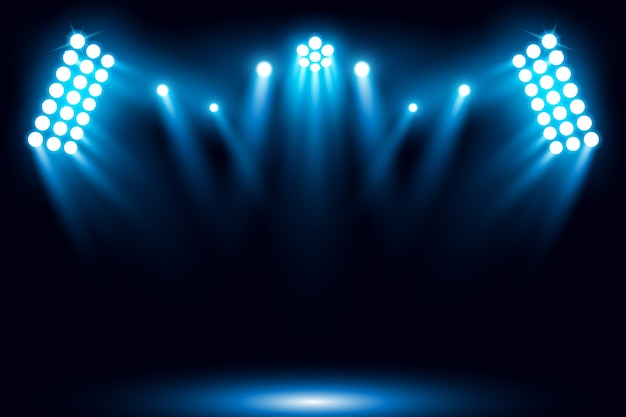 Illuminated blue spotlight scene background