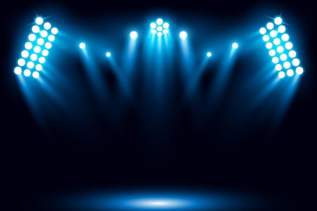 Illuminated blue spotlight scene background