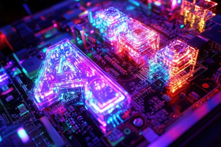Vector illuminated circuit board abstract