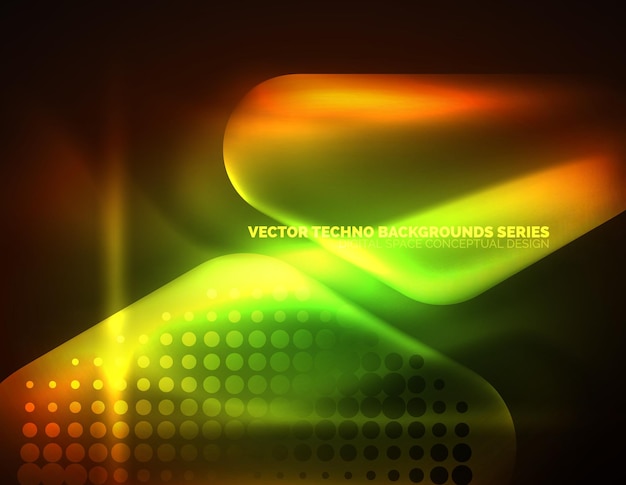 Illuminated lens flares glowing color techno background Vector hitech abstract background HUD style