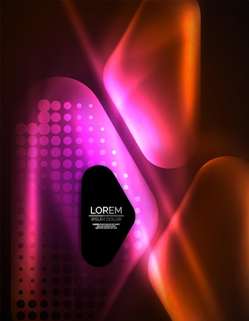 照らされたレンズ フレアの輝く色のテクノ背景ベクトル ハイテク抽象的な背景 HUD スタイル